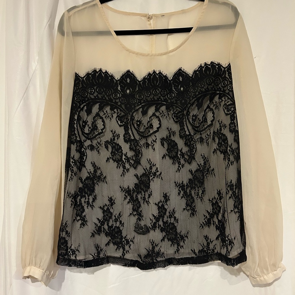 Elegant Black and Cream Lace Women's Top